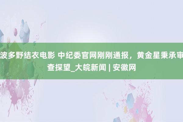 波多野结衣电影 中纪委官网刚刚通报，黄金星秉承审查探望_大皖新闻 | 安徽网