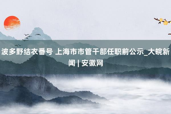 波多野结衣番号 上海市市管干部任职前公示_大皖新闻 | 安徽网