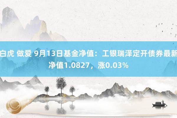 白虎 做爱 9月13日基金净值：工银瑞泽定开债券最新净值1.0827，涨0.03%