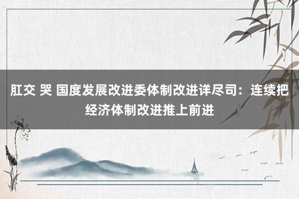 肛交 哭 国度发展改进委体制改进详尽司：连续把经济体制改进推上前进