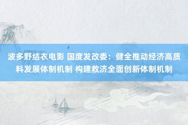 波多野结衣电影 国度发改委：健全推动经济高质料发展体制机制 构建救济全面创新体制机制