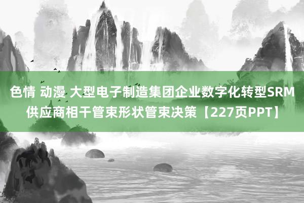 色情 动漫 大型电子制造集团企业数字化转型SRM供应商相干管束形状管束决策【227页PPT】