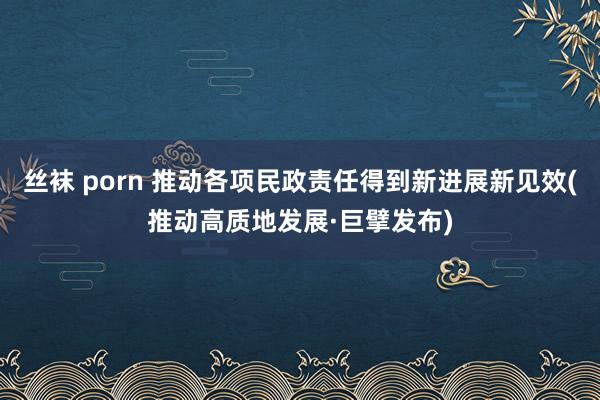 丝袜 porn 推动各项民政责任得到新进展新见效(推动高质地发展·巨擘发布)