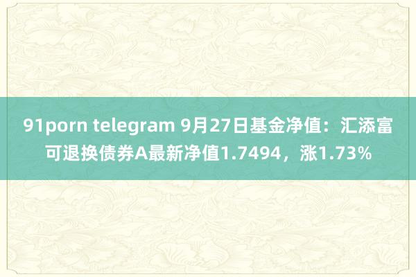 91porn telegram 9月27日基金净值：汇添富可退换债券A最新净值1.7494，涨1.73%