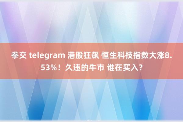 拳交 telegram 港股狂飙 恒生科技指数大涨8.53%！久违的牛市 谁在买入？