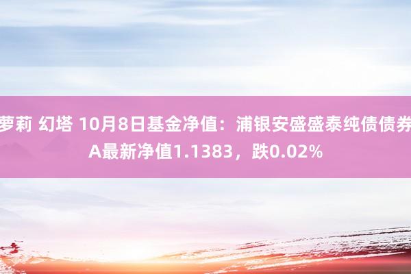 萝莉 幻塔 10月8日基金净值：浦银安盛盛泰纯债债券A最新净值1.1383，跌0.02%