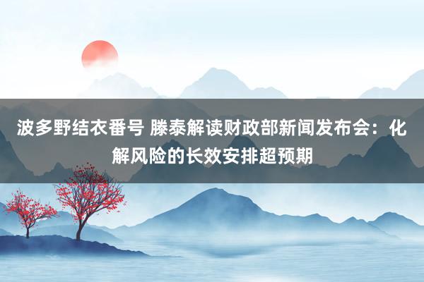 波多野结衣番号 滕泰解读财政部新闻发布会：化解风险的长效安排超预期