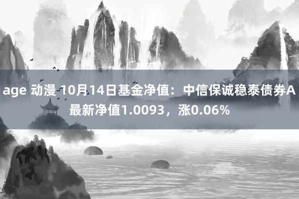 age 动漫 10月14日基金净值：中信保诚稳泰债券A最新净值1.0093，涨0.06%