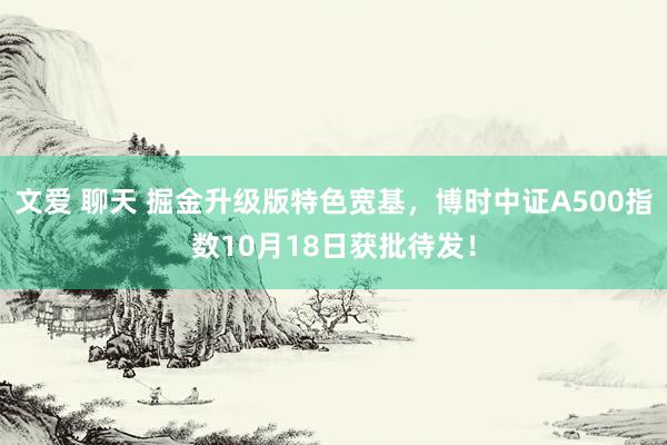 文爱 聊天 掘金升级版特色宽基，博时中证A500指数10月18日获批待发！