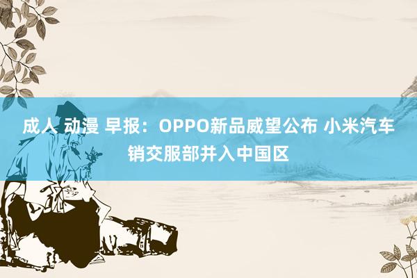 成人 动漫 早报：OPPO新品威望公布 小米汽车销交服部并入中国区