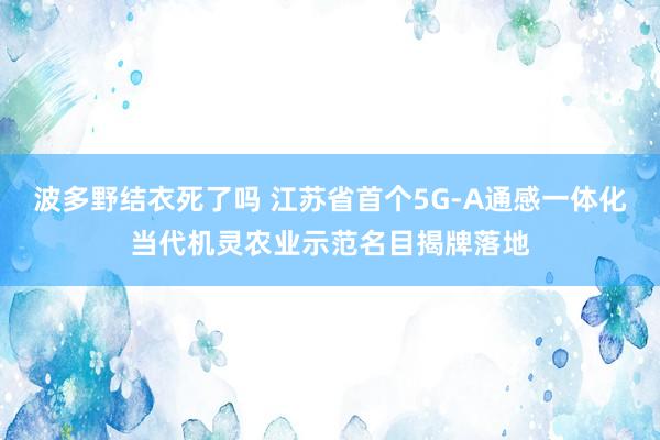 波多野结衣死了吗 江苏省首个5G-A通感一体化当代机灵农业示范名目揭牌落地