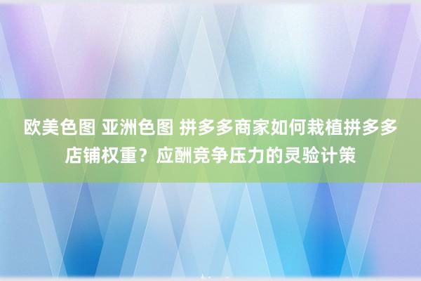 欧美色图 亚洲色图 拼多多商家如何栽植拼多多店铺权重？应酬竞争压力的灵验计策