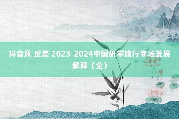 抖音风 反差 2023-2024中国研学旅行商场发展解释（全）