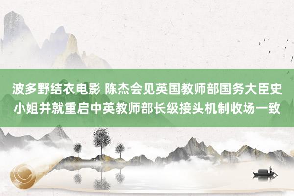 波多野结衣电影 陈杰会见英国教师部国务大臣史小姐并就重启中英教师部长级接头机制收场一致