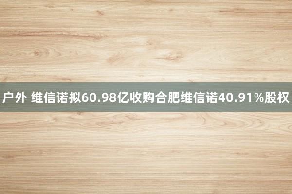 户外 维信诺拟60.98亿收购合肥维信诺40.91%股权