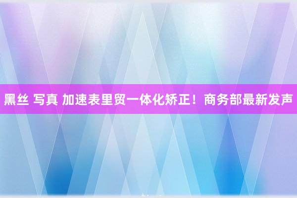 黑丝 写真 加速表里贸一体化矫正！商务部最新发声