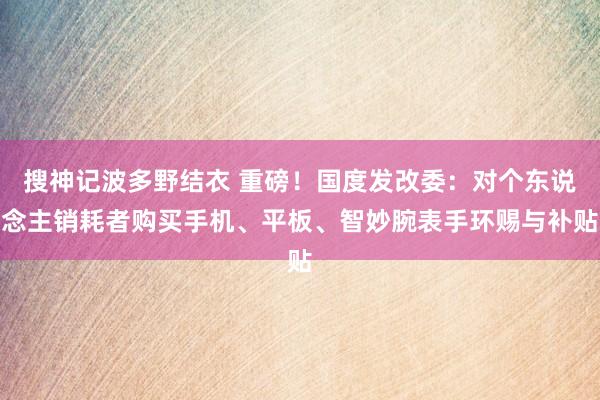 搜神记波多野结衣 重磅！国度发改委：对个东说念主销耗者购买手机、平板、智妙腕表手环赐与补贴