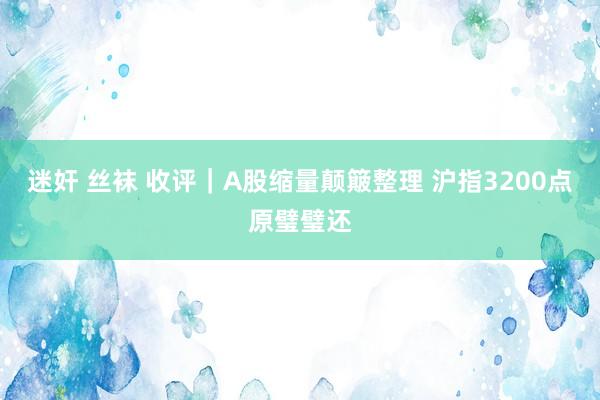 迷奸 丝袜 收评｜A股缩量颠簸整理 沪指3200点原璧璧还