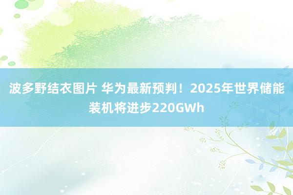 波多野结衣图片 华为最新预判！2025年世界储能装机将进步220GWh