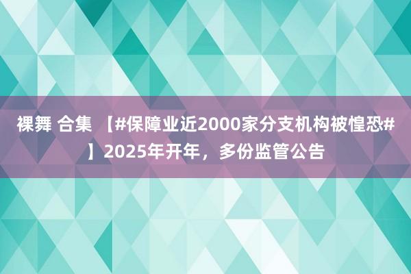 裸舞 合集 【#保障业近2000家分支机构被惶恐#】2025年开年，多份监管公告