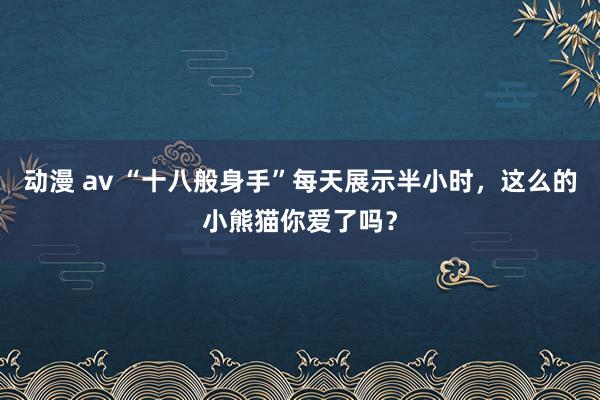 动漫 av “十八般身手”每天展示半小时，这么的小熊猫你爱了吗？