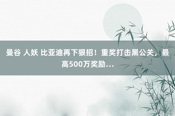 曼谷 人妖 比亚迪再下狠招！重奖打击黑公关，最高500万奖励…