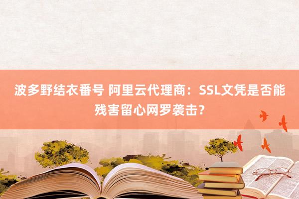 波多野结衣番号 阿里云代理商：SSL文凭是否能残害留心网罗袭击？