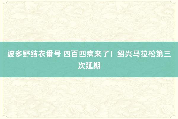 波多野结衣番号 四百四病来了！绍兴马拉松第三次延期